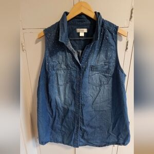 CJ Banks Blue Denim Sleeveless Top Size 2X